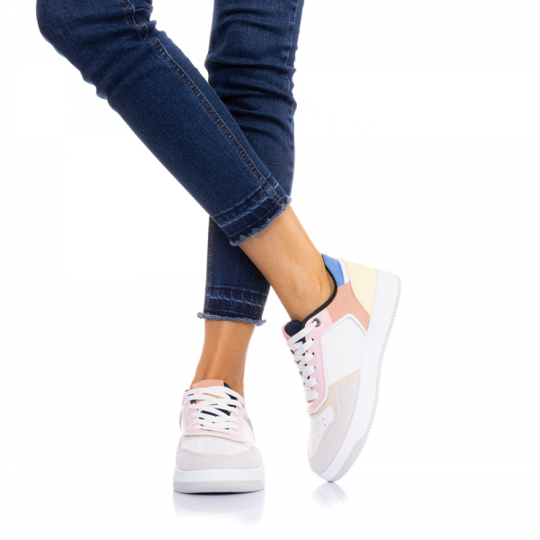 Γυναικεία αθλητικά παπούτσια Aimee λευκό με ροζ, 3 - Kalapod.gr